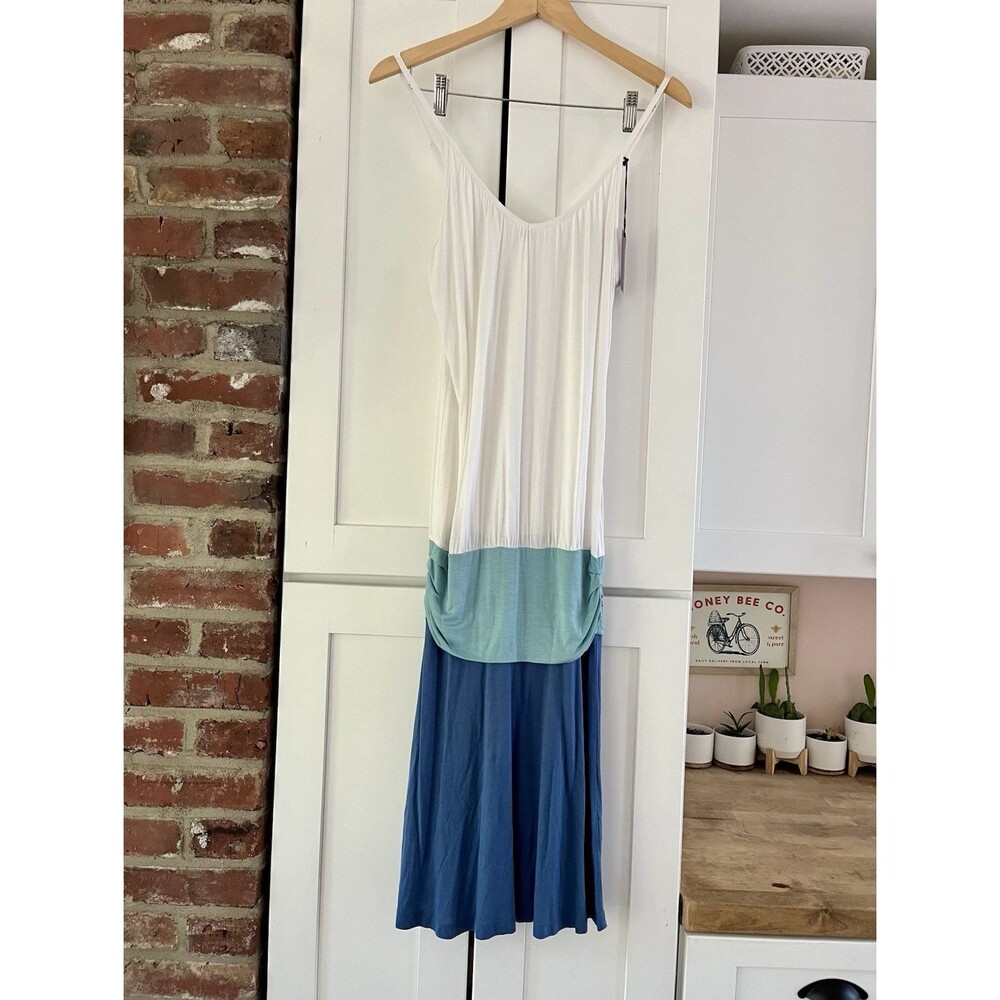 Beach Time Colorblock V-Neck Strappy Sleeveless Stretch Knit Maxi Dress 4